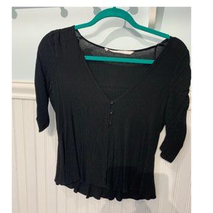Zara Black V-Neck Blouse